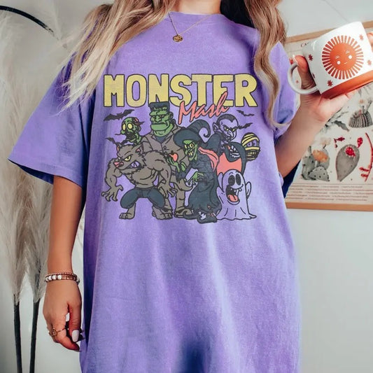 Monster Mash Vintage 90s Comfort Colors T-shirt, Multiple Colors Halloween Shirt, Halloween Ghost Shirt, Fall Shirt Garment Soft