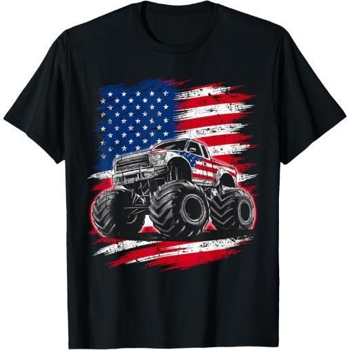 Monster Truck USA Flag American T-Shirt Made in USA Hoodie, Sweatshirt | DripVista.com
