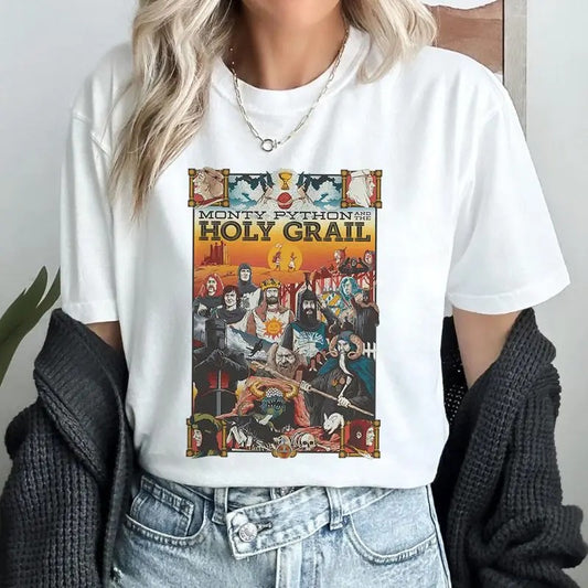 Monty Python And The Holy Grail Shirt, Monty Python Shirt, King Arthur And Lancelot Shirt Cotton Crewneck