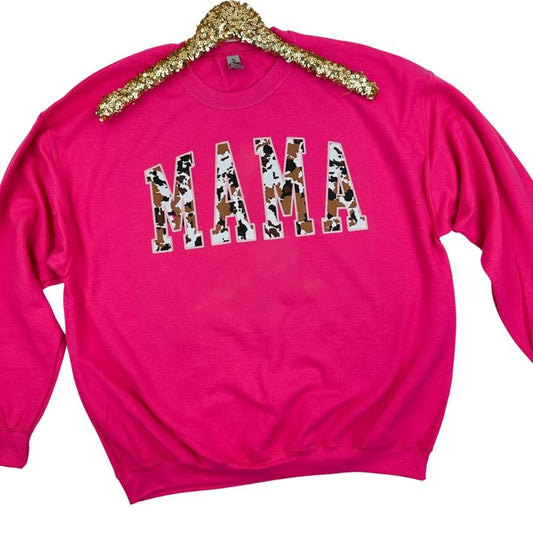 Moo Mama Gildan Sweatshirt -- HOT PINK