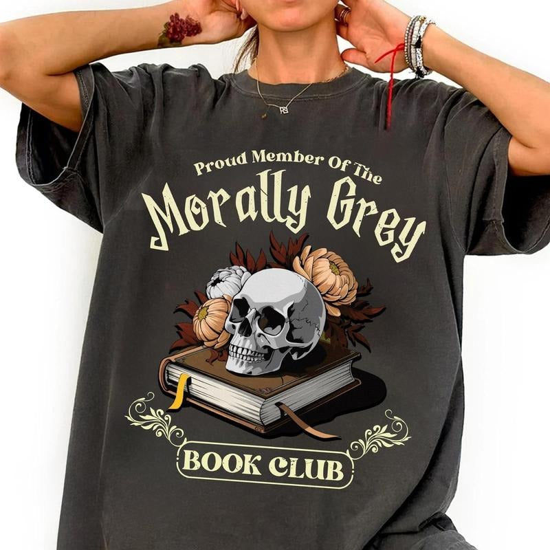 Morally Grey Book Club Comfort Colors T-Shirt, Dark Romance Crewneck, Bookish Shirt, Vintage Bookish Gift for Book Lover,...