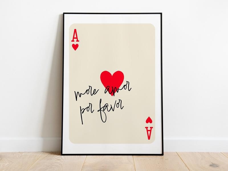 More Amor Por Favor Print, Trendy Aesthetic - Ace Poster, Ace Card - More Amor Wall Art, Poster Prints No Frame, Gifts...