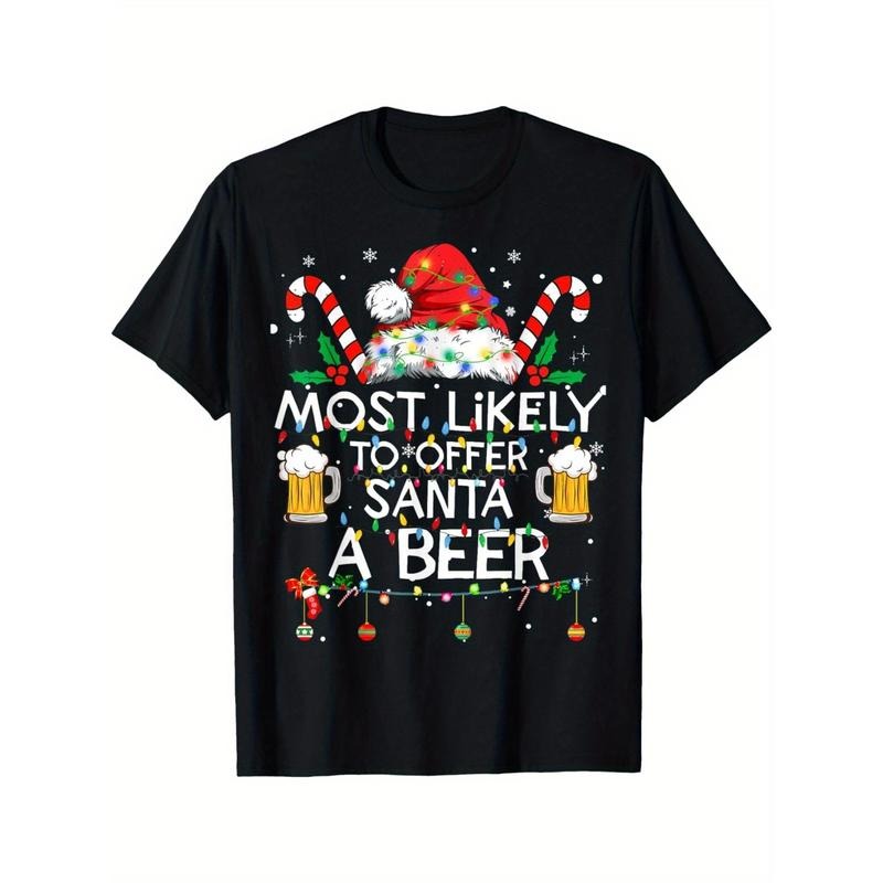 Most Likely To Offer Santa A Beer Funny Christmas Drinking men's T-Shirt made in usa Hoodie, Sweatshirt | DripVista.com