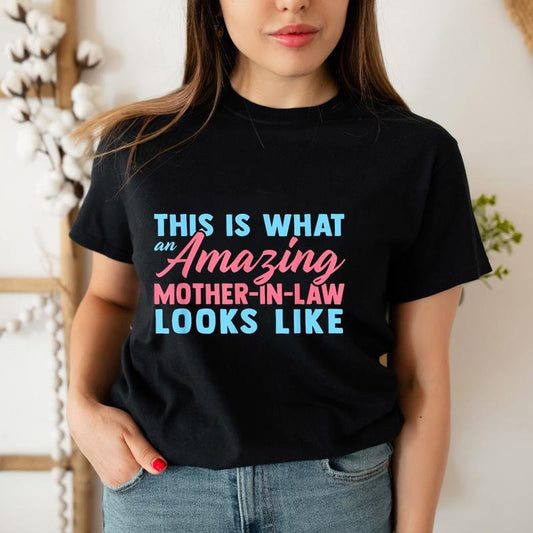 Mother In Law Funny Tee Pure Cotton Casual Style Crew Neck Short Sleeve T-Shirt Tops Trendy for Unisex