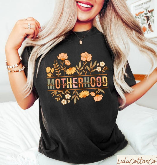 Motherhood Is My Ministry Shirt, Retro Floral Mom Shirt Best Price