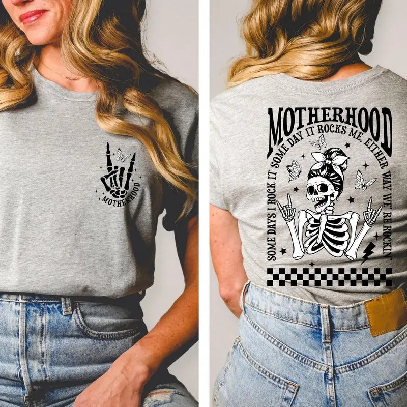 Motherhood Rock Skeleton Shirt Some Days I Rock It Mom Shirt Trendy Mom Shirt Rocking Motherhood Tee Funny Mama Shirt...