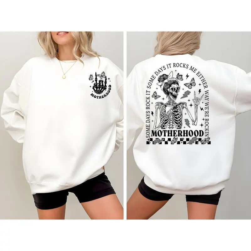 Motherhood Shirt Some Days I Rock It Retro Mama Sweatshirt Rock Mom Funny Mom Tshirt Cute Mom Hoodie Mom Life Shirt...