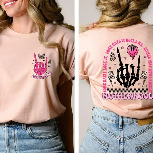 Motherhood Some Day I Rock It Shirt Motherhood Rock Skeleton T-shirt Skeleton Hand Motherhood Shirt Funny Mama Shirt Trendy Mom Shirts
