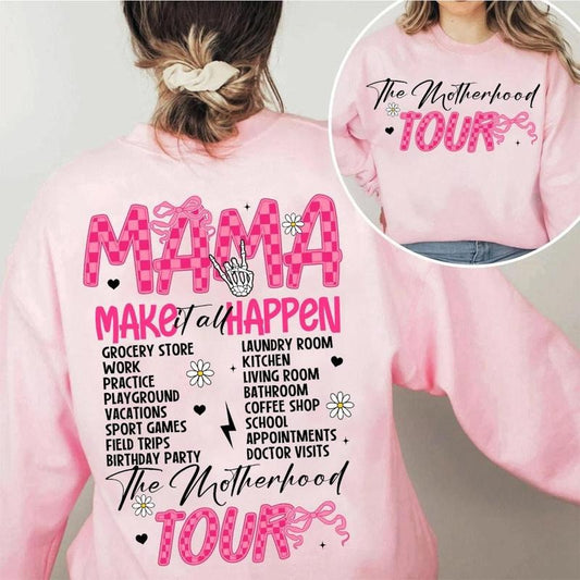 Motherhood Tour Coquette Bow Checker Shirt, Some Days I Rock It Shirt, Funny Mom Sarcastic Mama Shirt, Pink Mom Shirt, Mothers Day Shirt, Rockin Mama
