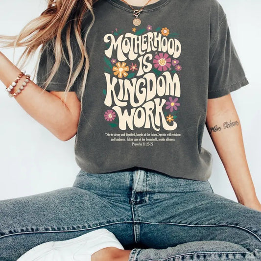 Motherhood is Kingdom Work Shirt, Christian Mom Shirt, Retro Christian Mom T Shirt, Christian Mothers Day Shirt, Bible Shirt