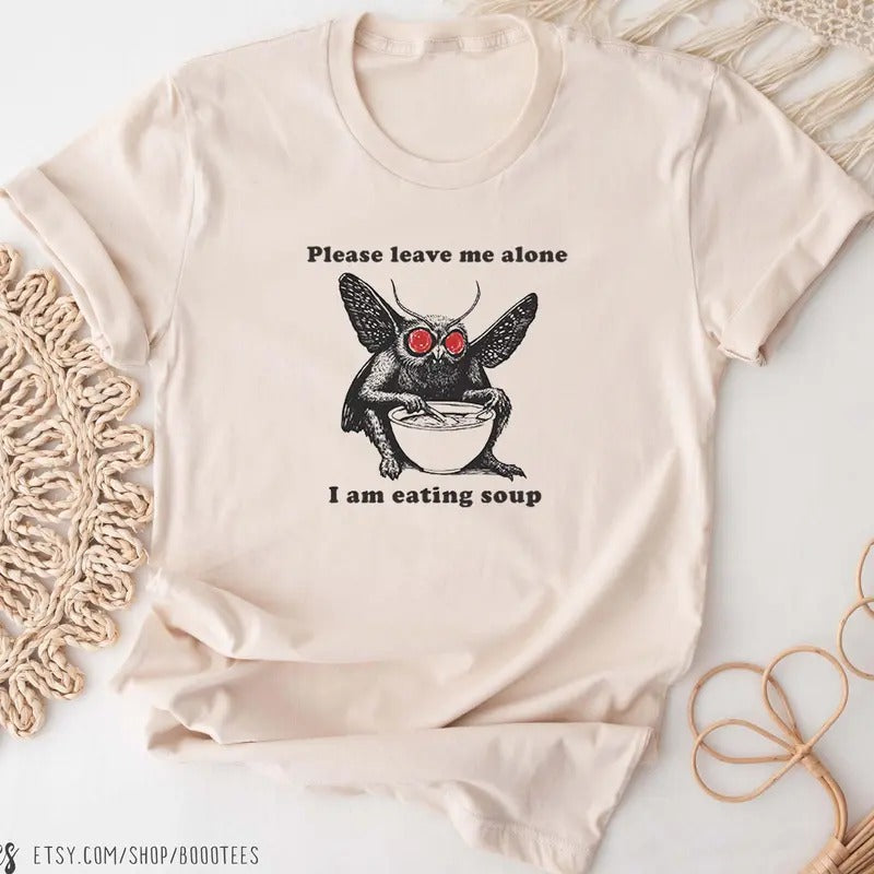 Mothman Eating Soup Shirt. Funny Cute Cryptid Gift Idea. Fantasy Book Lover T-shirt Tshirt Tee Tees Meme