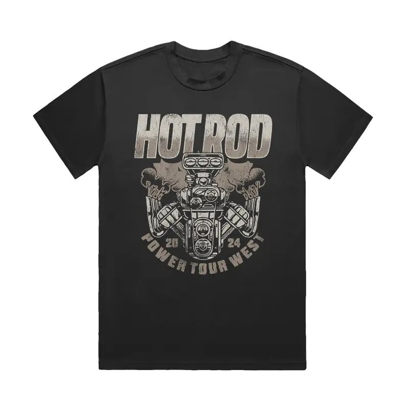 MotorTrend Hot Rod Power Tour West Engine T-Shirt - Classic Trucks Cotton Short Sleeve Crewneck Casual Graphic Top for Fans Menswear Dress Jeans graphic  tee
