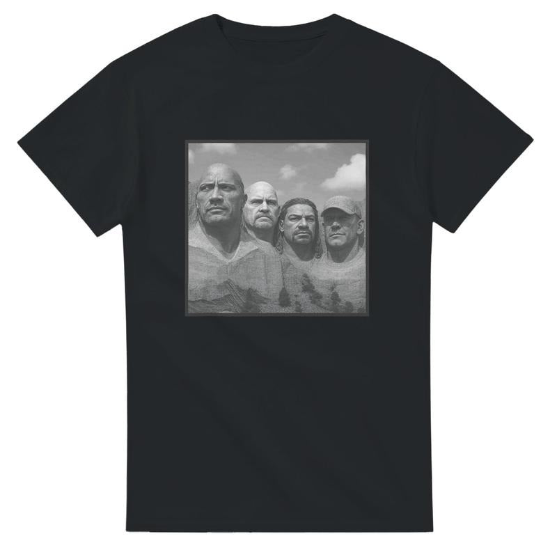 Mount Rushmore of WWE T-Shirt - Iconic Wrestlers Graphic Tee - Cotton Casual Wear