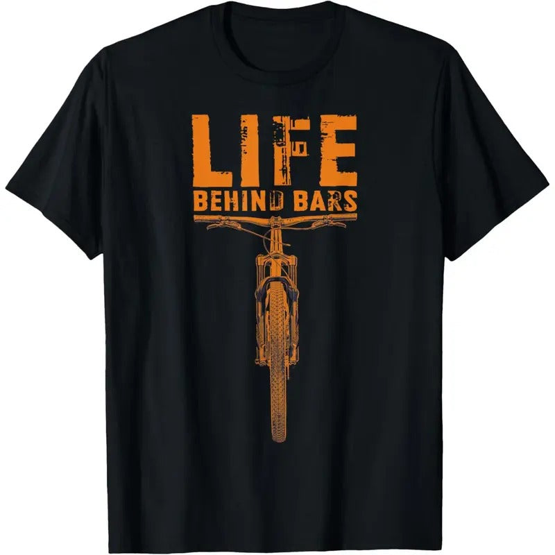 Mountain Bike T-Shirt: Life Behind Bars Funny Biking T-Shirt Made in USA Hoodie, Sweatshirt | DripVista.com