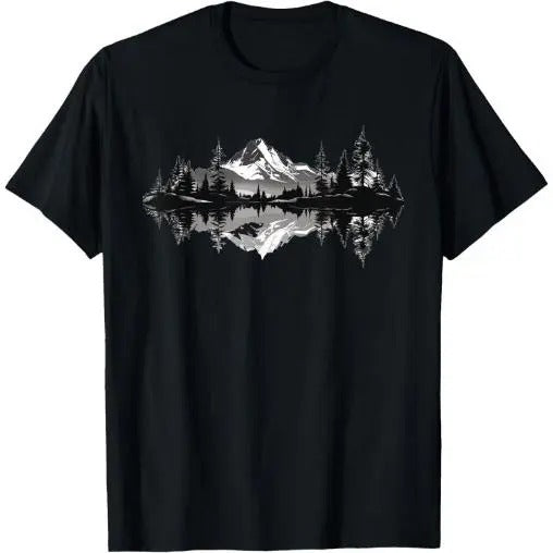 Mountain Landscape Reflection Forest Trees Outdoor Wildlife T-Shirt Made in USA Hoodie, Sweatshirt | DripVista.com