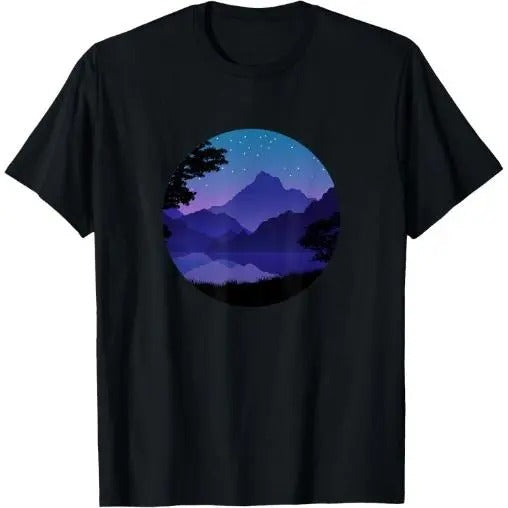 Mountain Silhouette Forest Lake Reflection T-Shirt Made in USA Hoodie, Sweatshirt | DripVista.com