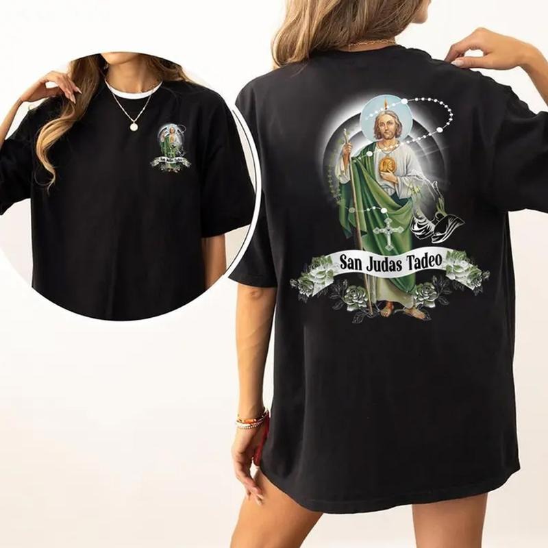 Mouthless cat Judas Tadeo Shirt, Religious Graphic Tee, Saint Tadeo Print, Spiritual Shirt, Catholic Apparel, Vintage...