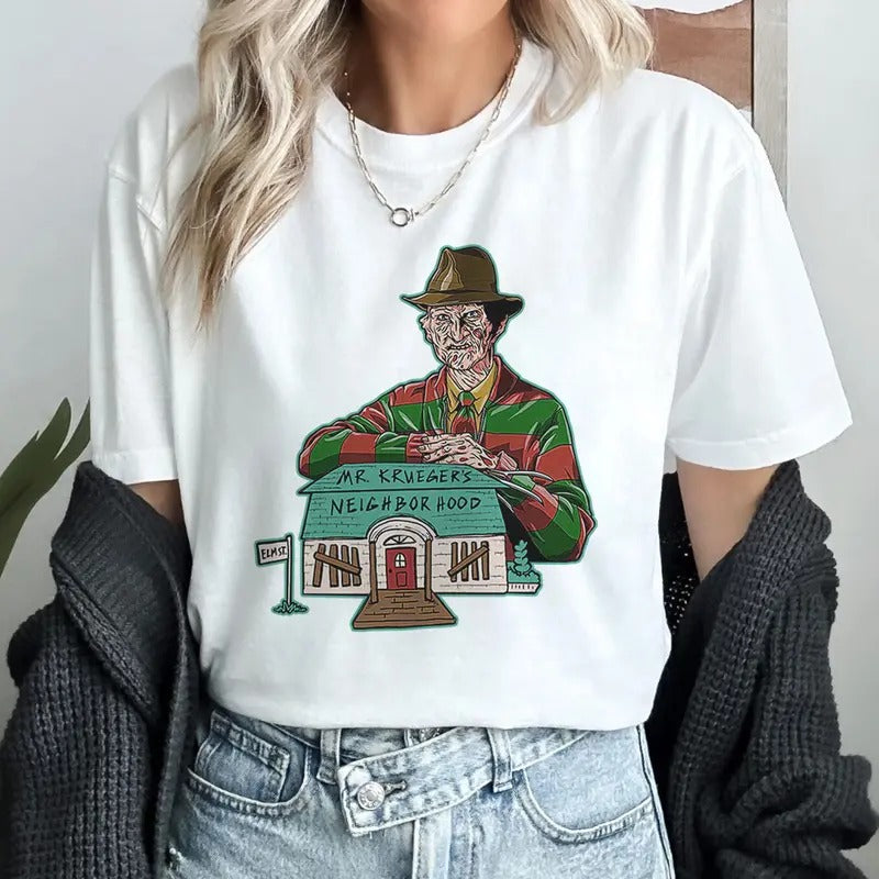 Mr Kruegers Neighborhood House Shirt Nightmare On Elm Street Movie Freddy Krueger Shirt Hoodie, Sweatshirt | DripVista.com