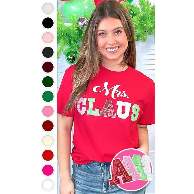 Mrs Claus Sequin Christmas Graphic T-Shirt Hoodie, Sweatshirt | DripVista.com