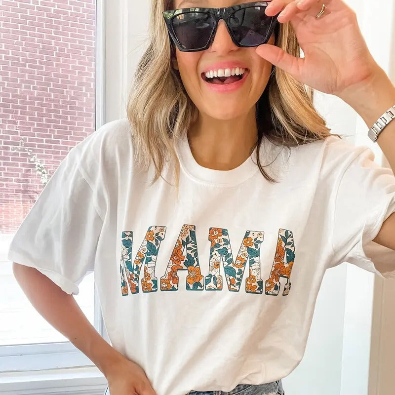 Multi-Floral Print MAMA Shirt Hoodie, Sweatshirt | DripVista.com