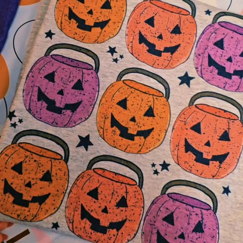 Multi Pumpkin Bucket Graphic Tee or Sweatshirt Hoodie | DripVista.com