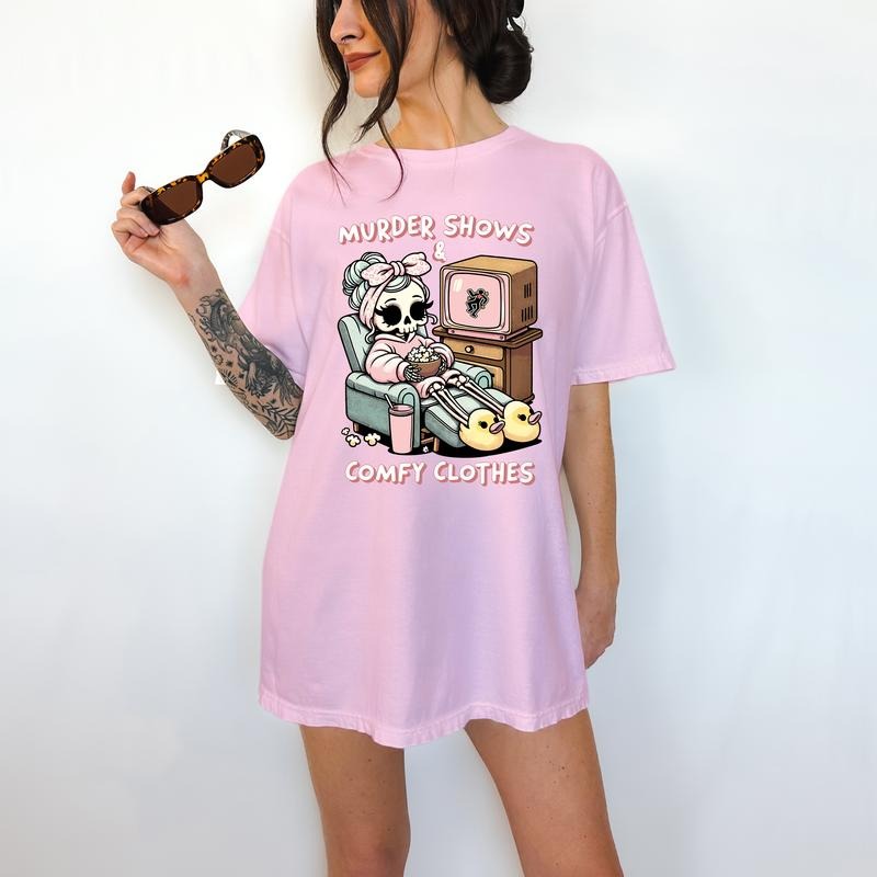 Murder Shows and Comfy Clothes - T-Shirt, True Crime Tee, Cute Graphic, Funny Apparel Hoodie, Sweatshirt | DripVista.com