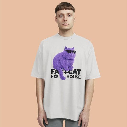 Must - Have for Cat Lovers! Trendy Oversized Tee, Durable Print, Perfect for Weekend Hangouts