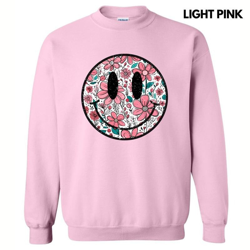 Muted Florals Happy Face Sweatshirt 'NLB' T-Shirts, Hoodie | DripVista.com