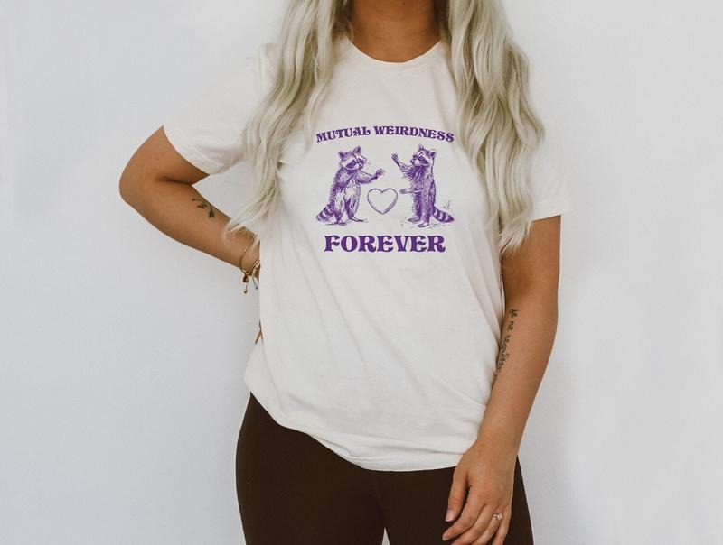 Mutual Weirdness Forever Shirt, Funny 2 Raccoons Trash Panda Tee, Funny Cute Sarcastic Shirts, Ultra Soft Graphic Tee Unisex, Unisex T-Shirt, Short Sleeve Tee Shirt, Gifts For Women, Birthday