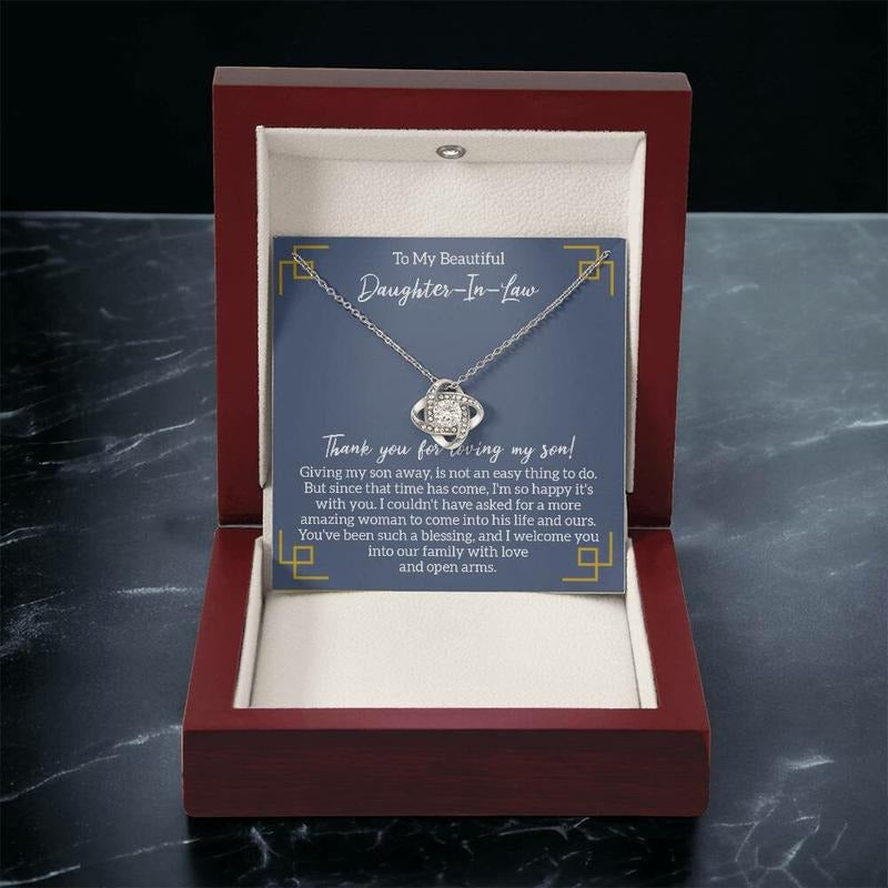 My Beautiful Daughter In Law Necklace Gift Box, Bride Wedding Gift From Mother In Law, Necklace With Message Card, Gift...