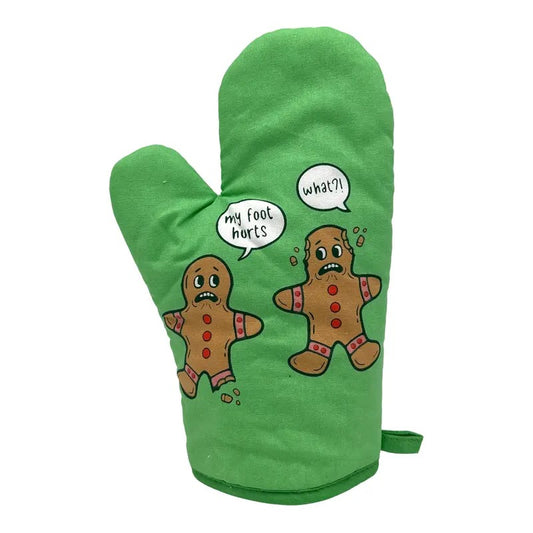 My Foot Hurts Funny Xmas Gingerbread Men Cookie Novelty Kitchen Utensils Funny Graphic Kitchenwear Christmas  Funny Food  Novelty Cookware Green -