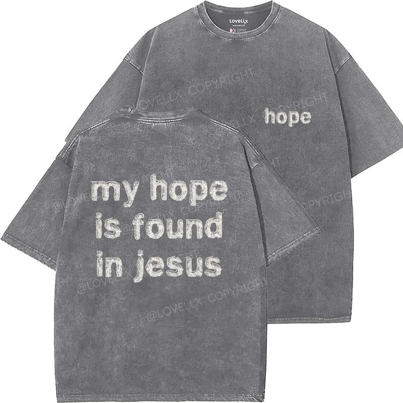 My Hope Is Found In Jesus Unisex Washed T-Shirt, Christian t shirts, Vintage 90s Graphic Tee, Gift Top Womenswear Cotton...