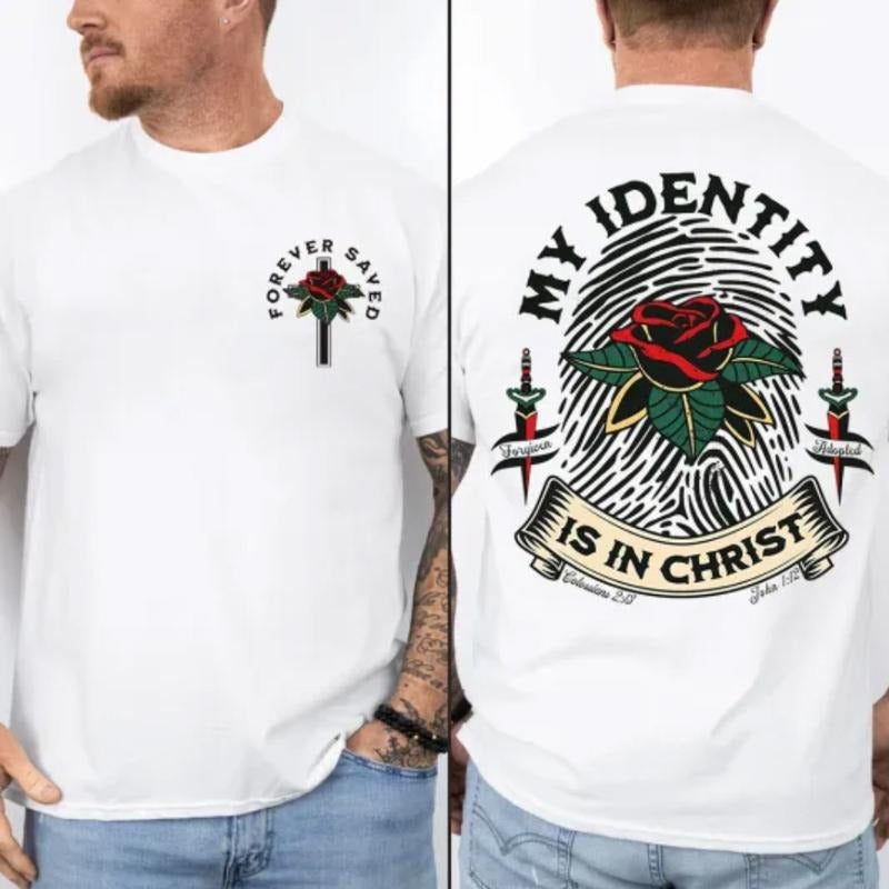 My Identity Is In Christ Tee Pure Cotton Casual Street Style Crew Neck Short Sleeve T-Shirt Tops Trendy For Women For Men
