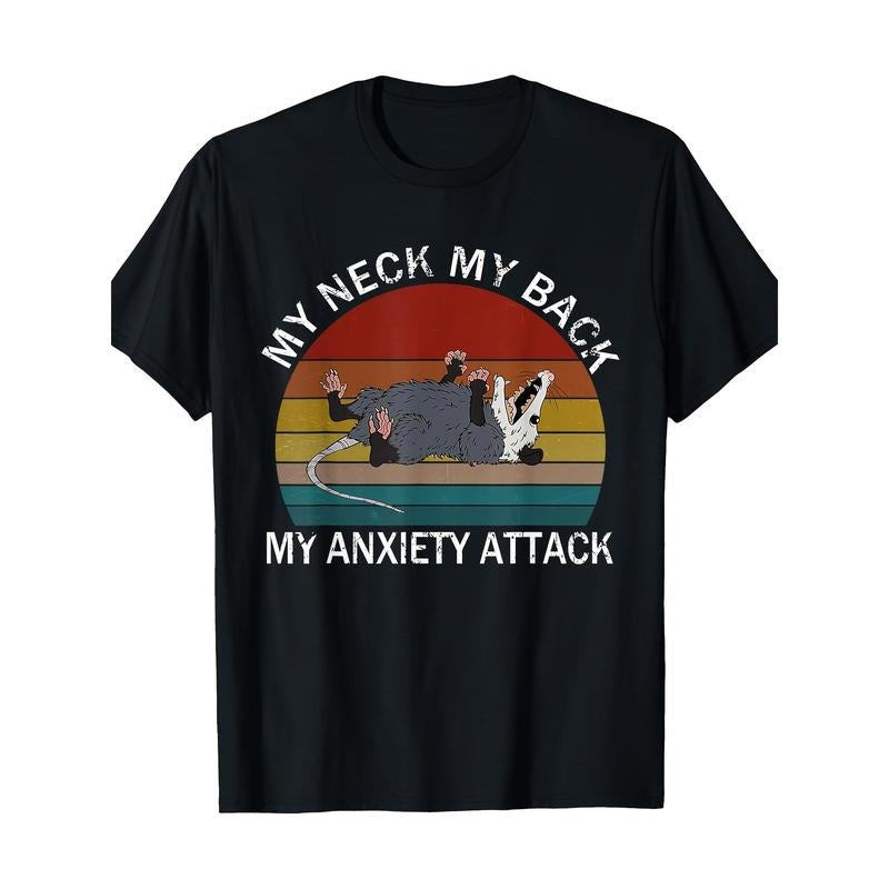 My Neck My Back My Anxiety Attack Opossum Sunset T-Shirt made in usa Hoodie, Sweatshirt | DripVista.com