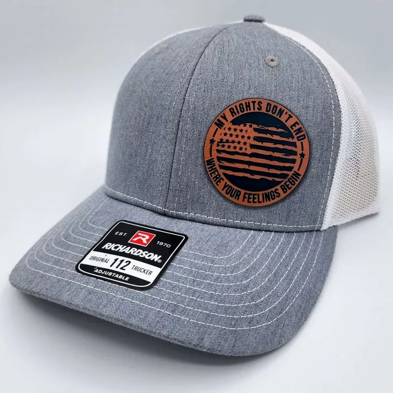 My Rights Don't End Where Your Feelings Begin Leather Patch Richardson Hat T-Shirts, Hoodie, Sweatshirt | DripVista.com