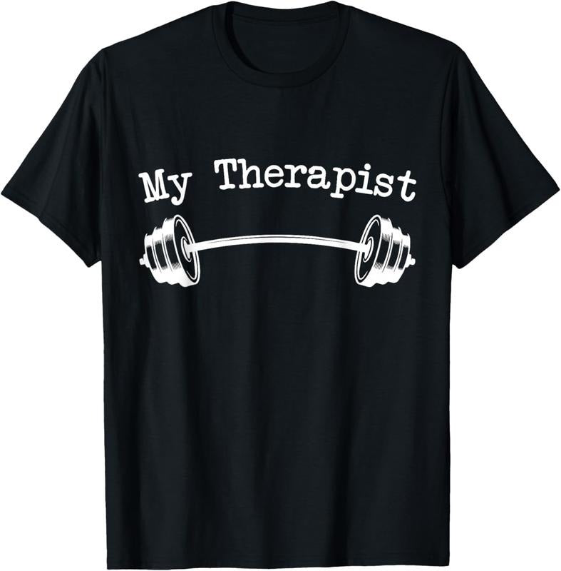 My Therapist (Barbell) Funny Workout Weight Lifting Tshirts T-Shirt Hoodie, Sweatshirt | DripVista.com