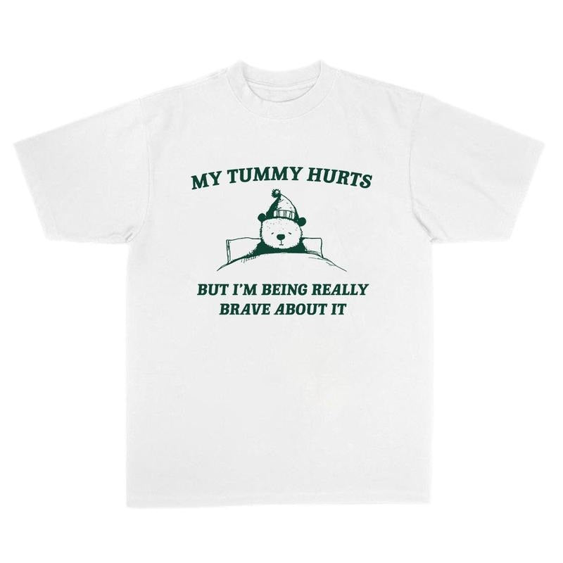 My Tummy Hurts But Swoosh'Bat brand Being Really Brave About Mouthless cat Unisex Heavy Cotton Tee, Unisex T-Shirt, Full...