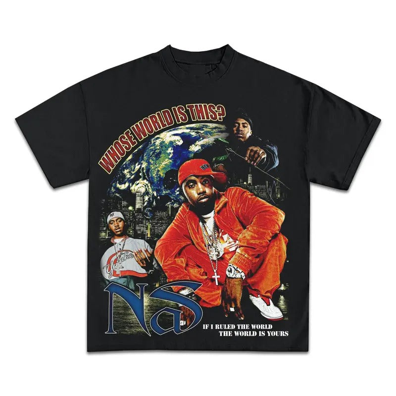 NAS JUMBO GRAPHIC BOOTLEG T-SHIRT - STREETWEAR Casual Shortsleeve Tee