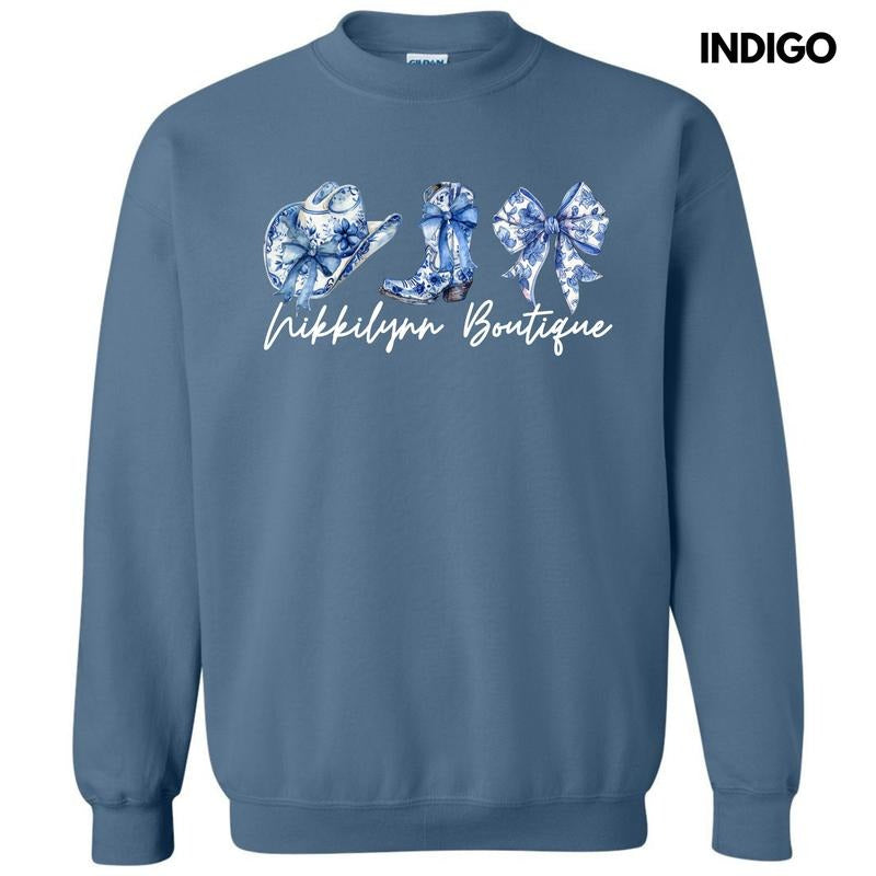 NLB MERCH - Blue Floral Trio Sweatshirt 'NLB' T-Shirts, Hoodie | DripVista.com