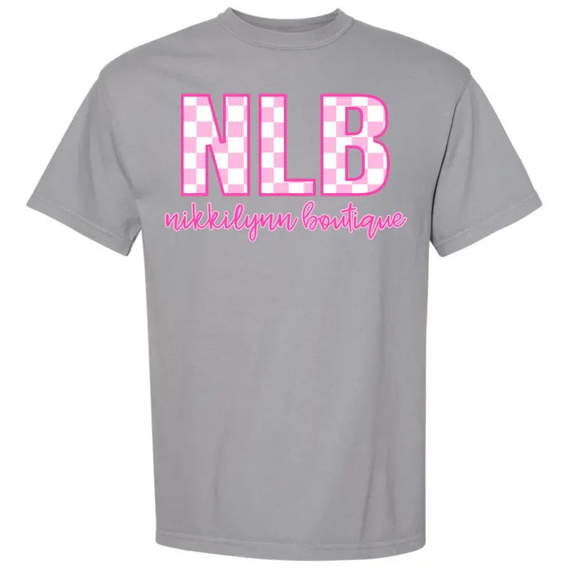 NLB Merch - Checkered Letters Comfort Colors T-Shirt Hoodie, Sweatshirt | DripVista.com