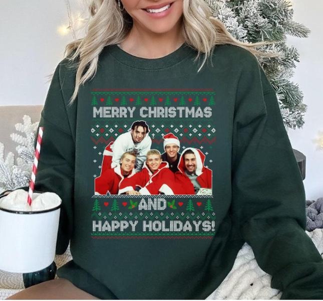 NSYNC Merry Christmas And Happy Holidays Sweatshirt Xmas Season Sweatshirt T-Shirts, Hoodie | DripVista.com