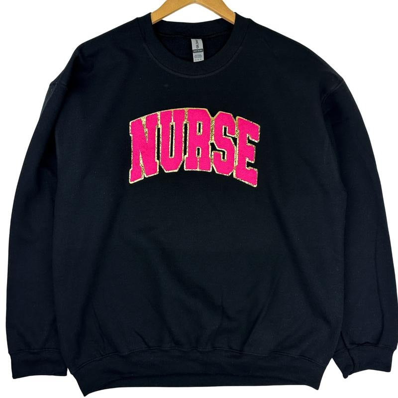 NURSE Chenille Patch Sweatshirt T-Shirts, Hoodie | DripVista.com
