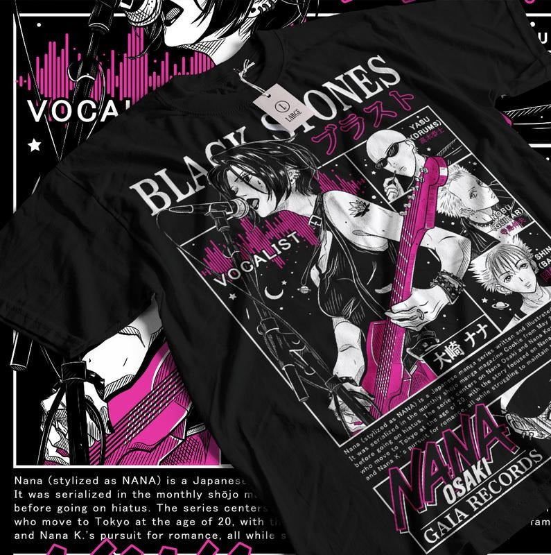 Nana Osaki T-Shirt S-4XL,Black Stones Manga Anime Girl Kawai Graphic Shirt Tshirt S-4XL