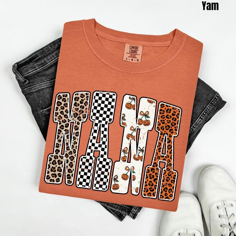 Nana Pumpkin Pattern Comfort Colors T-Shirt 'NLB' Hoodie, Sweatshirt | DripVista.com