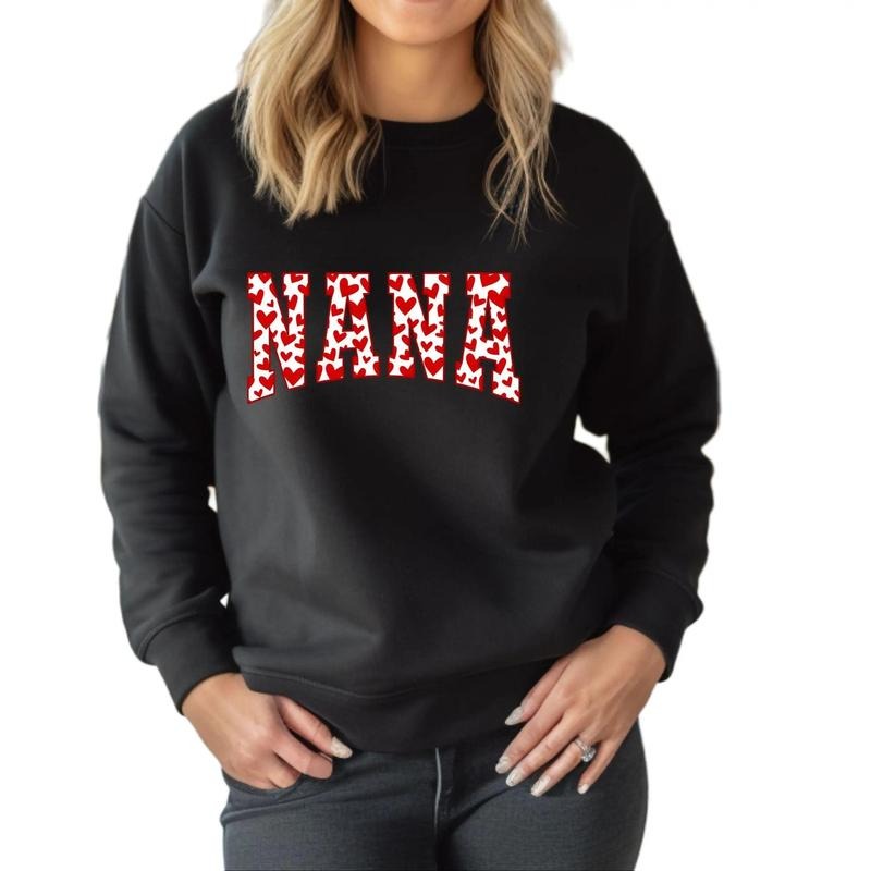 Nana with Hearts Crewneck Sweatshirt T-Shirts, Hoodie | DripVista.com