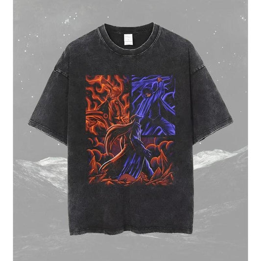 Naruto Shirt | Anime Graphic T-Shirt | Streetwear Relax Fit Oversized | Retro Vintage Washed Top | Unisex Top