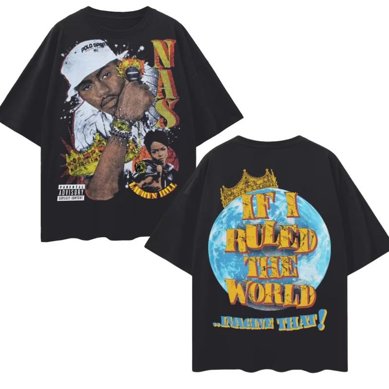 Nas and Lauryn Hill If I Ruled The World Graphic Tee Deep Drop Shoulder Tee Hoodie, Sweatshirt | DripVista.com
