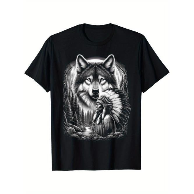 Native American Indian and Wolf Feathers Chief Art T-Shirt Made in USA Hoodie, Sweatshirt | DripVista.com