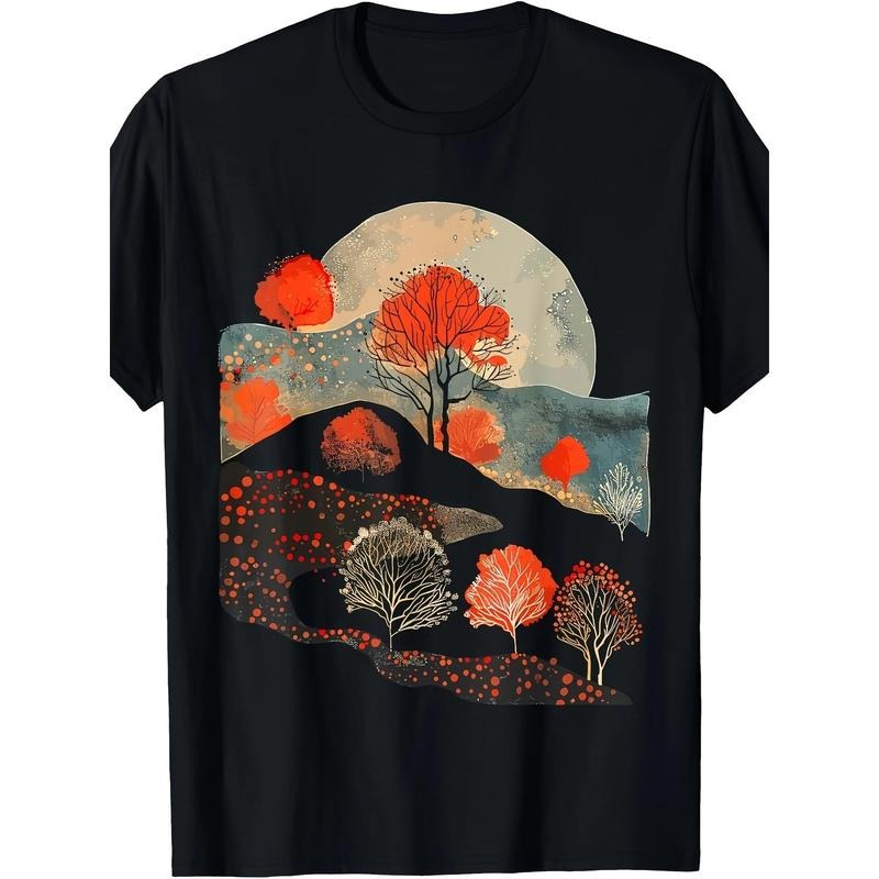 Nature art painting, orange tree, field, Moon, man, T-shirt Made in USA Hoodie, Sweatshirt | DripVista.com