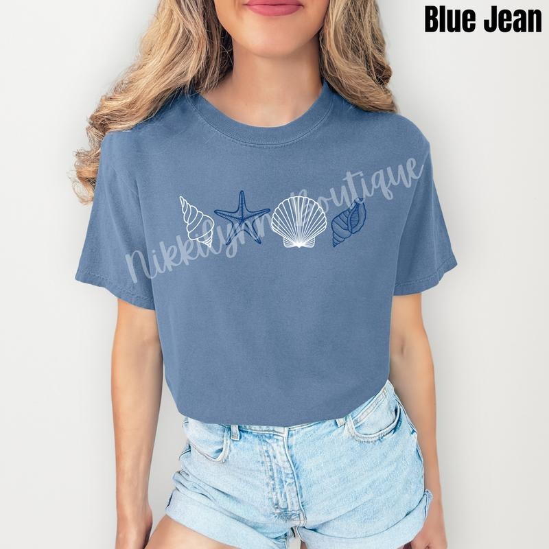 Nautical Shells Comfort Colors T-Shirt 'NLB' Hoodie, Sweatshirt | DripVista.com